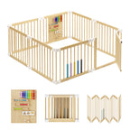 Foldable 8-Panel Wooden Playpen – Portable Safety Gate for Toddlers (9570694561943)