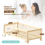 Floor Bed with Guardrail, Twin Size for Toddlers (9570720612503)