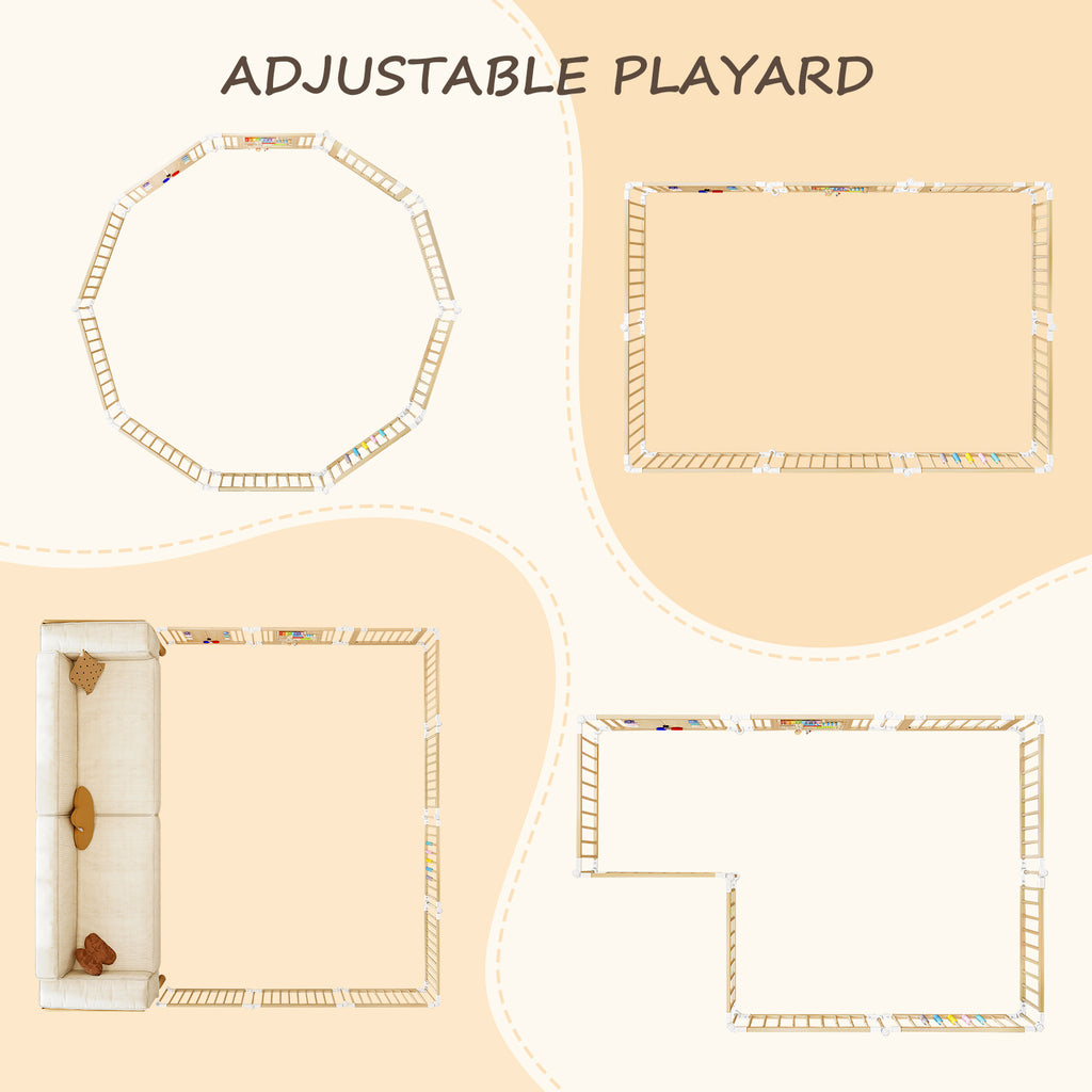 10-Panel Foldable Wooden Baby Playpen with Activity Panels (9706605281431)