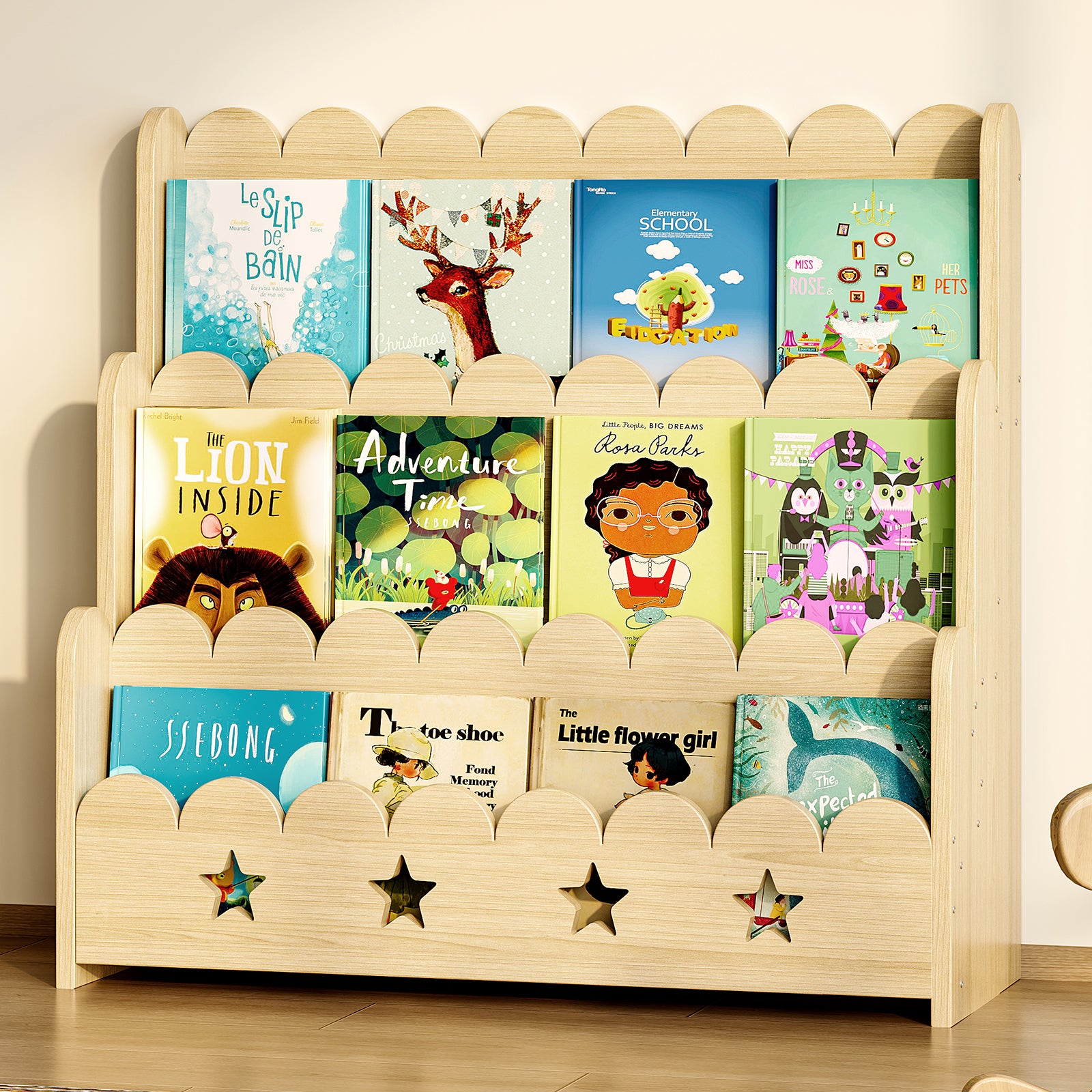 Bookcase with Toy Drawers – Scalloped Front-Facing Display (9605405442199)