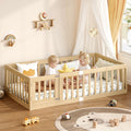 Twin Montessori Floor Bed with 10 Wood Slats and Guardrails (9642471063703)