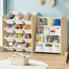 12-Bin Kids Toy Storage Organizer with Bookshelf (9641571582103)