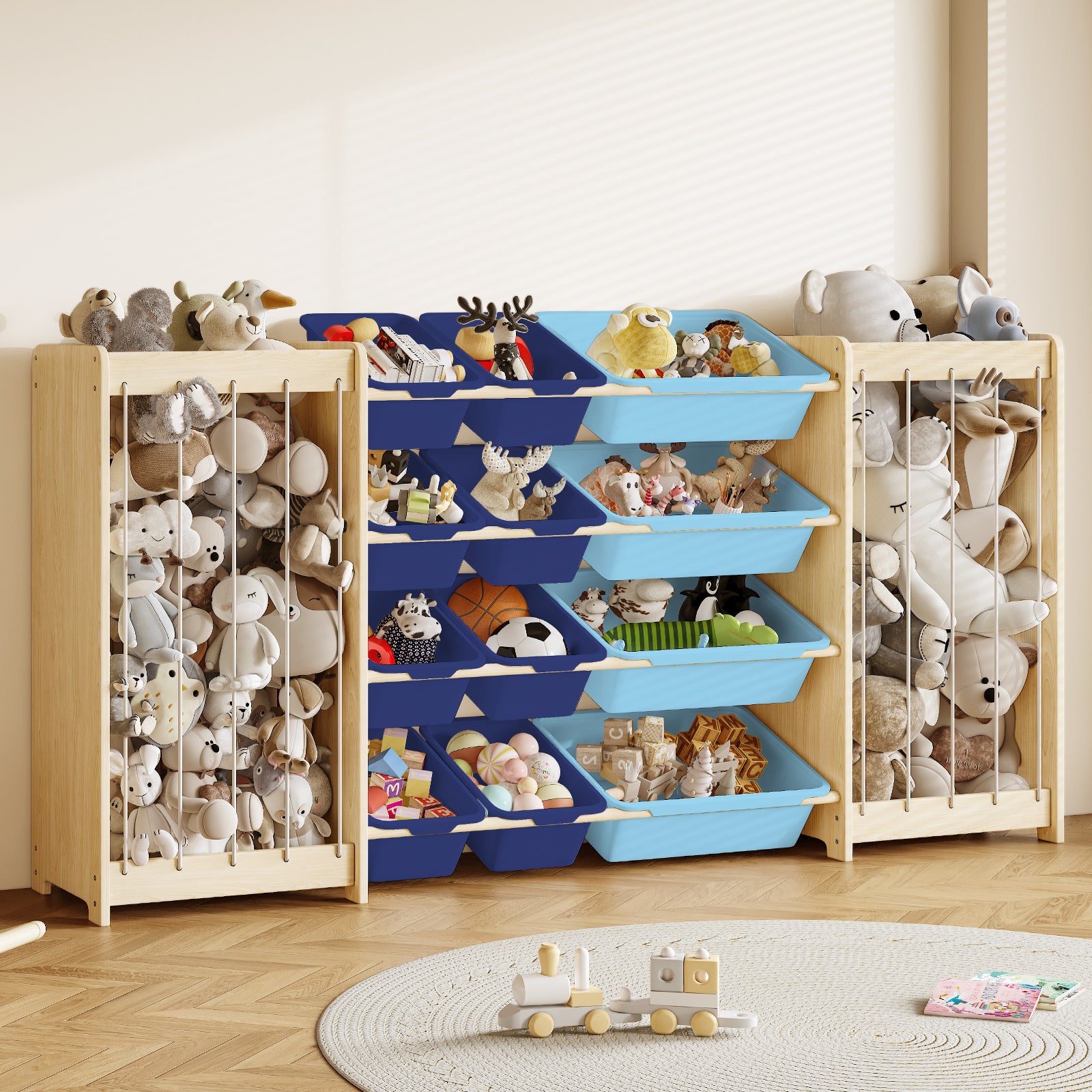 Natural Pine Kid’s Toy cabinet – Safe, Fun, Space-Saving Storage (9605429723287)