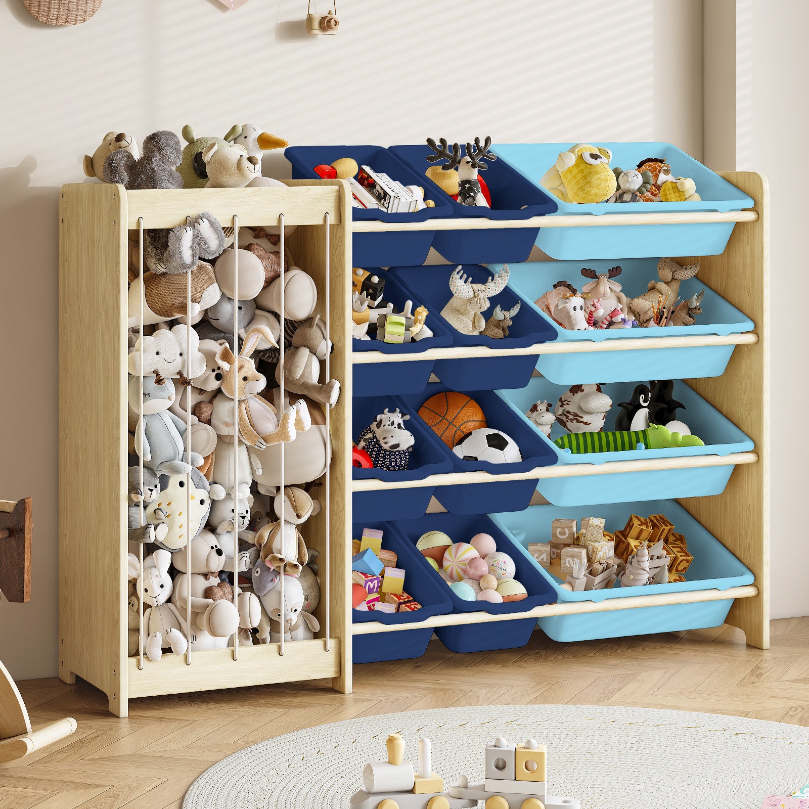 Natural Pine Kid’s Toy cabinet – Safe, Fun, Space-Saving Storage (9605429723287)