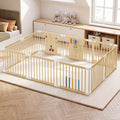 10-Panel Foldable Wooden Baby Playpen with Activity Panels (9706605281431)