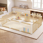 10-Panel Foldable Wooden Baby Playpen with Activity Panels (9706605281431)