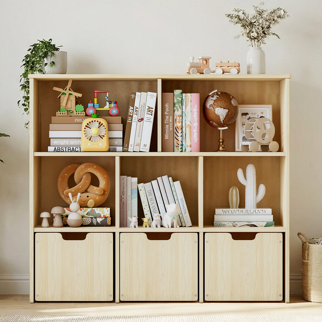 Toy Storage Organizer with 3 Rolling Drawers and 5 Storage Cubes (9615061876887)
