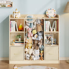 3-in-1 Kids Bookshelf with 2 Drawers & Plush Toy Storage (9570727559319)