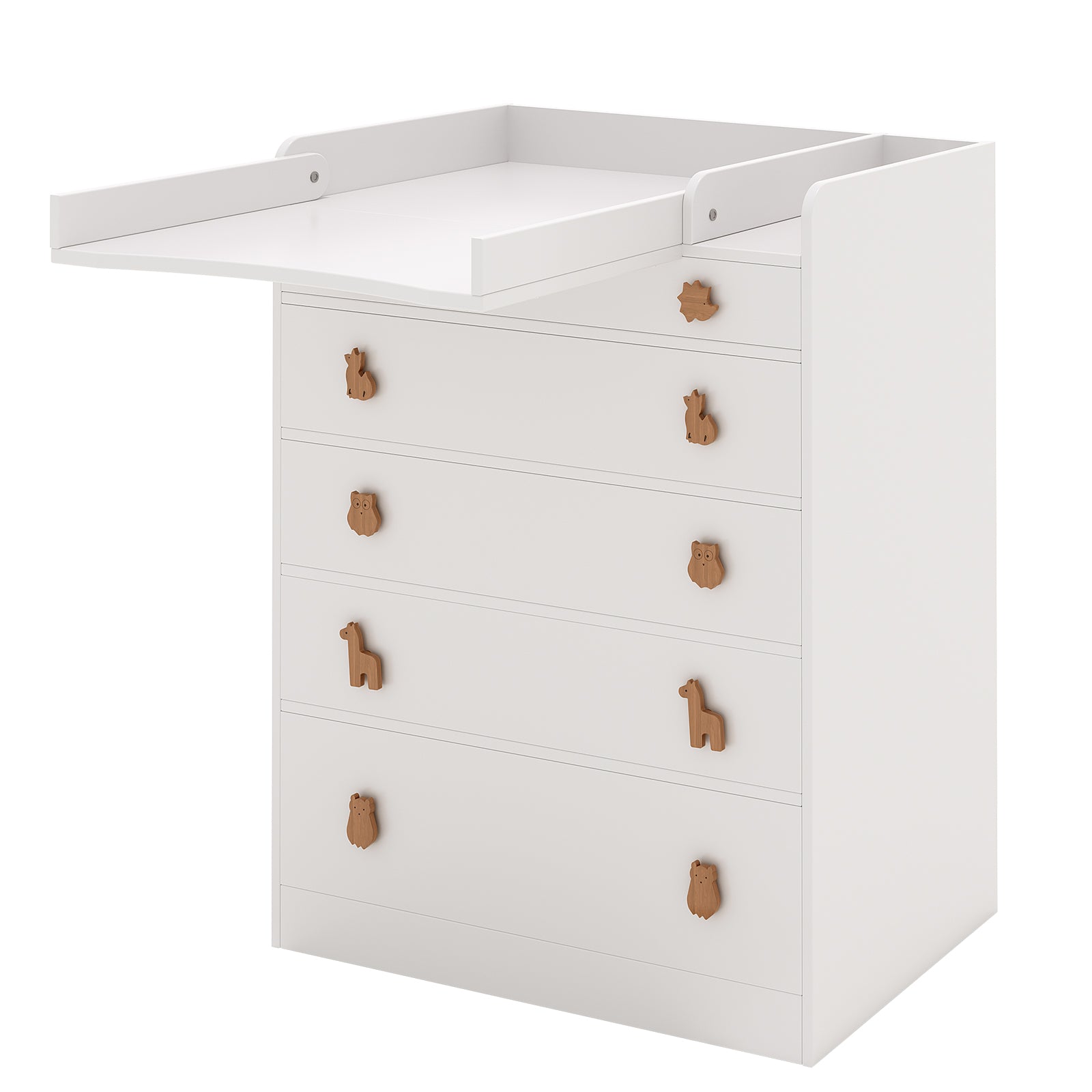 5-Drawer Changing Table with Fold-Down Top – Space-Saving Nursery Dresser & Baby Changing Station