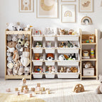 3-in-1 Kids Wooden Storage Bookshelf with 12 Bins (9615053619351)