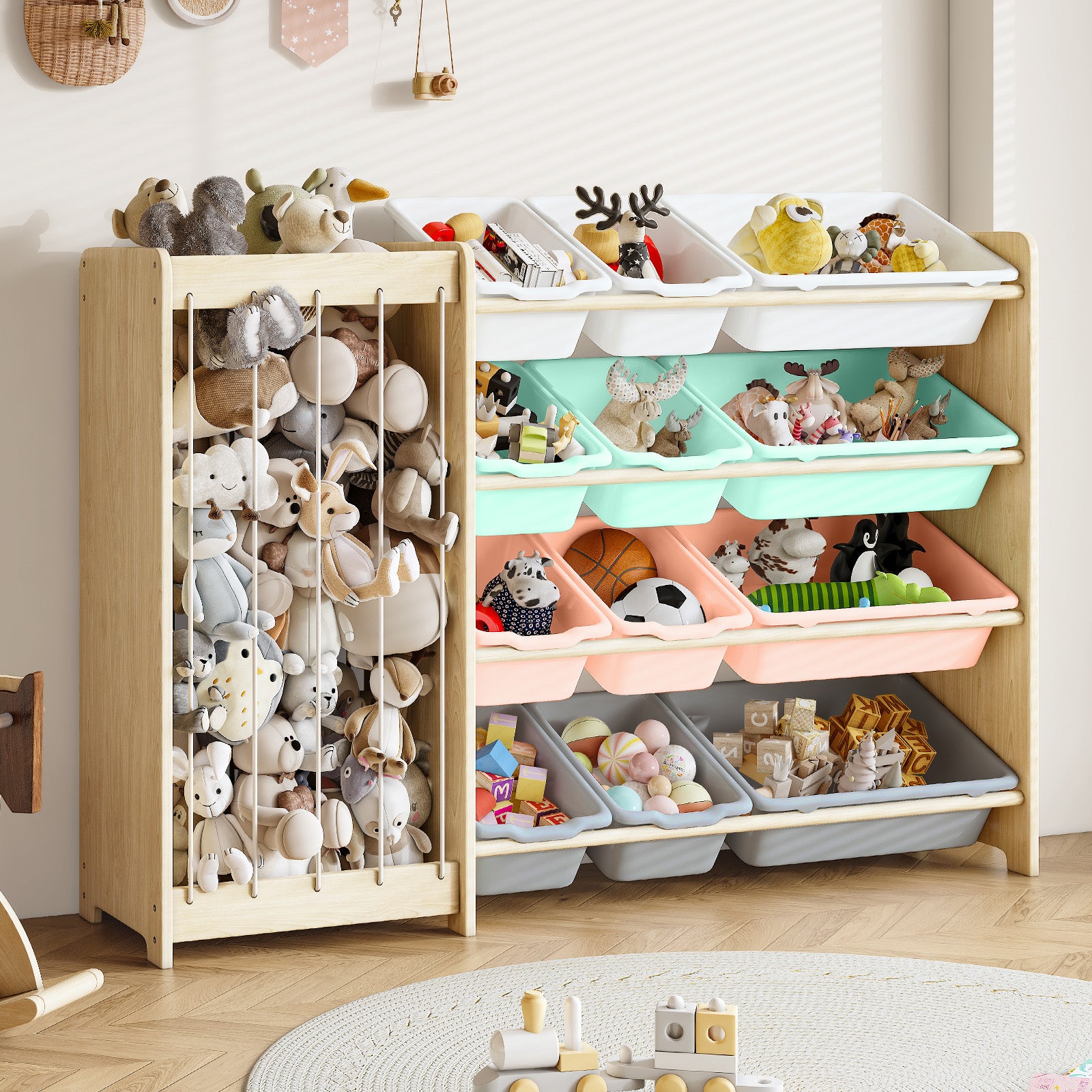 Natural Pine Kid’s Toy cabinet – Safe, Fun, Space-Saving Storage (9605429723287)