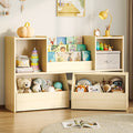 2-in-1 Kids Bookshelf with Storage Cubbies & 2 Wheeled Drawers (9605465604247)