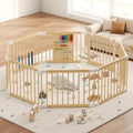 Foldable 8-Panel Wooden Playpen – Portable Safety Gate for Toddlers (9570694561943)