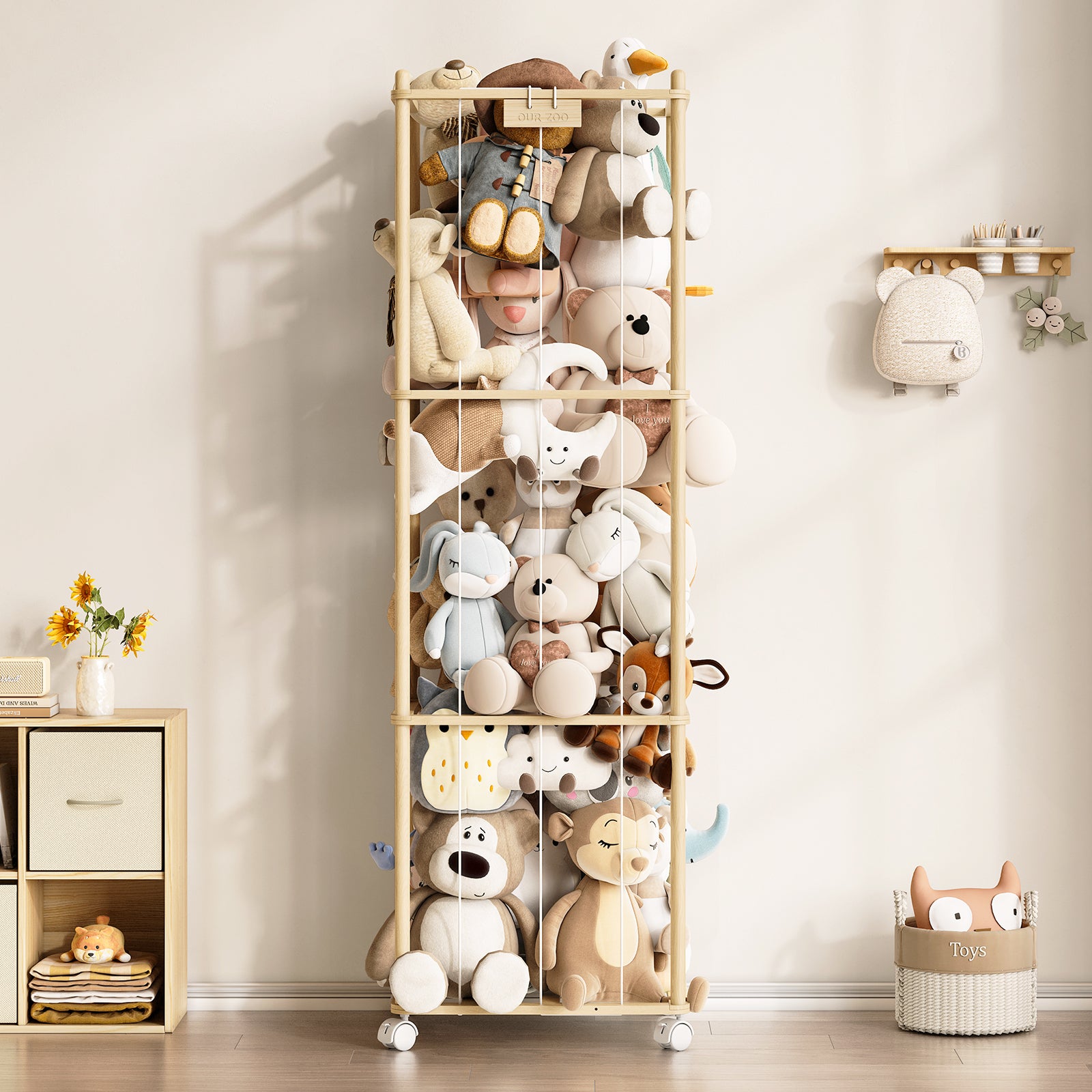 2-in-1 Stuffed Animal Storage with Cube Base & Elastic Rope (9570904309911) (9620398899351)