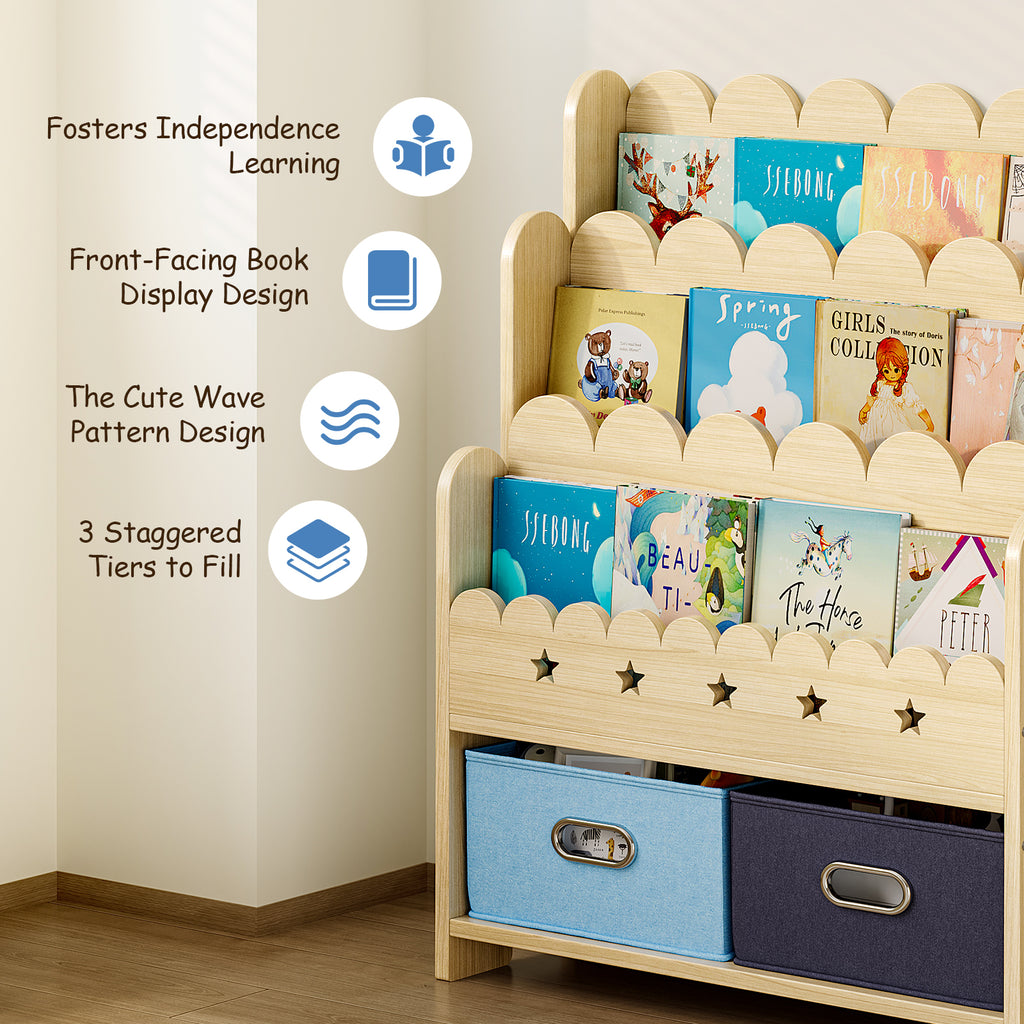 Bookcase with Toy Drawers – Scalloped Front-Facing Display (9605405442199)