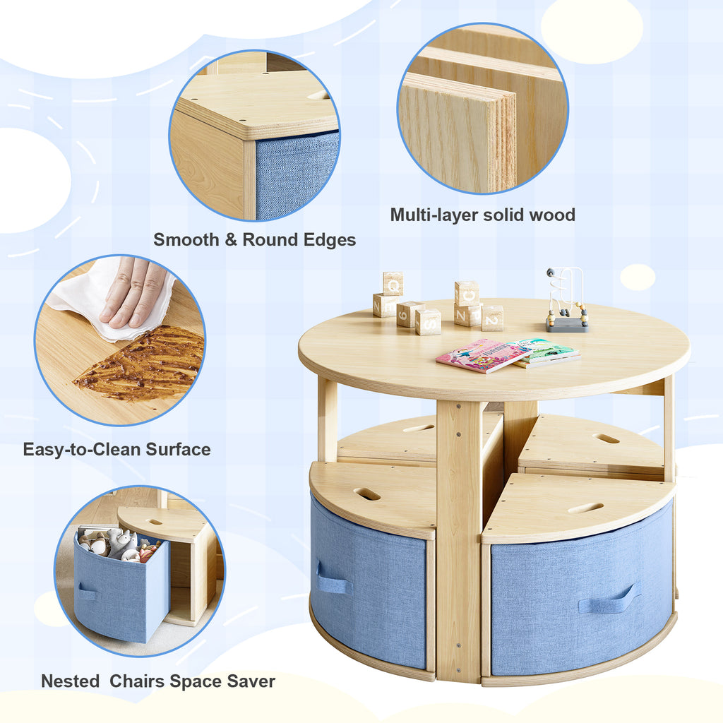 Round Kids Table and 4 Chairs Set (9617830117527)