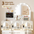 Kids Vanity Table Set with Lighted Mirror, Stool & Storage (9747499516055)