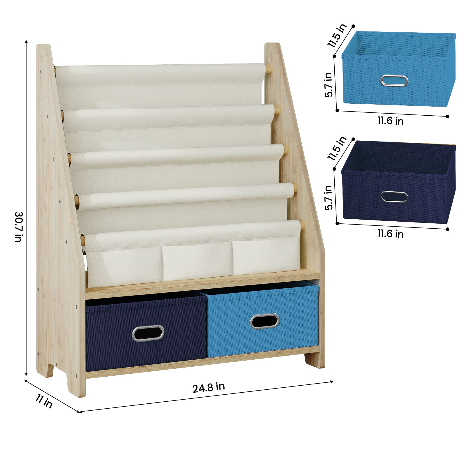 2-in-1 Children's Bookcase with 2 Toy Drawers (9605416190103)