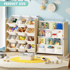 12-Bin Kids Toy Storage Organizer with Bookshelf (9641571582103)