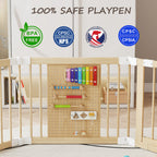 Foldable 8-Panel Wooden Playpen – Portable Safety Gate for Toddlers (9570694561943)