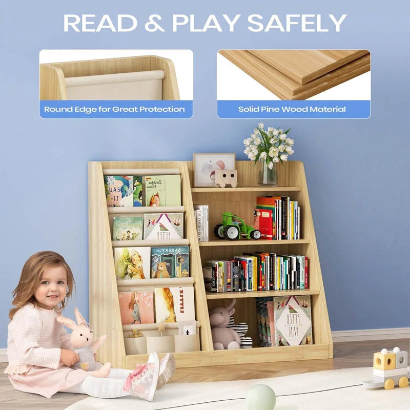 Andriette 31.5″H x 35.4″W Solid Wood Kids' Bookshelf with Storage Cabinet & Book Display