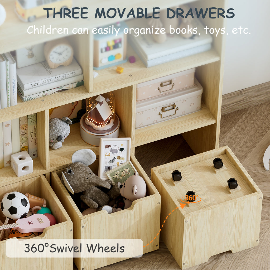 Toy Storage Organizer with 3 Rolling Drawers and 5 Storage Cubes (9615061876887)