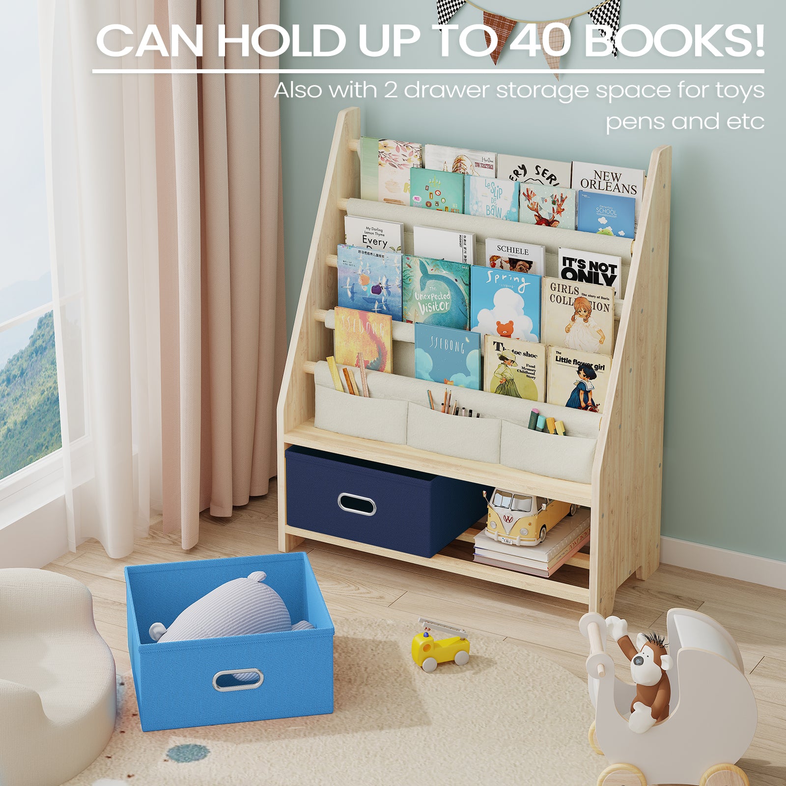 2-in-1 Children's Bookcase with 2 Toy Drawers (9605416190103)