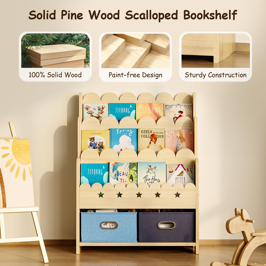 Bookcase with Toy Drawers – Scalloped Front-Facing Display (9605405442199)
