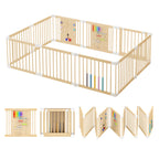 10-Panel Foldable Wooden Baby Playpen with Activity Panels (9706605281431)