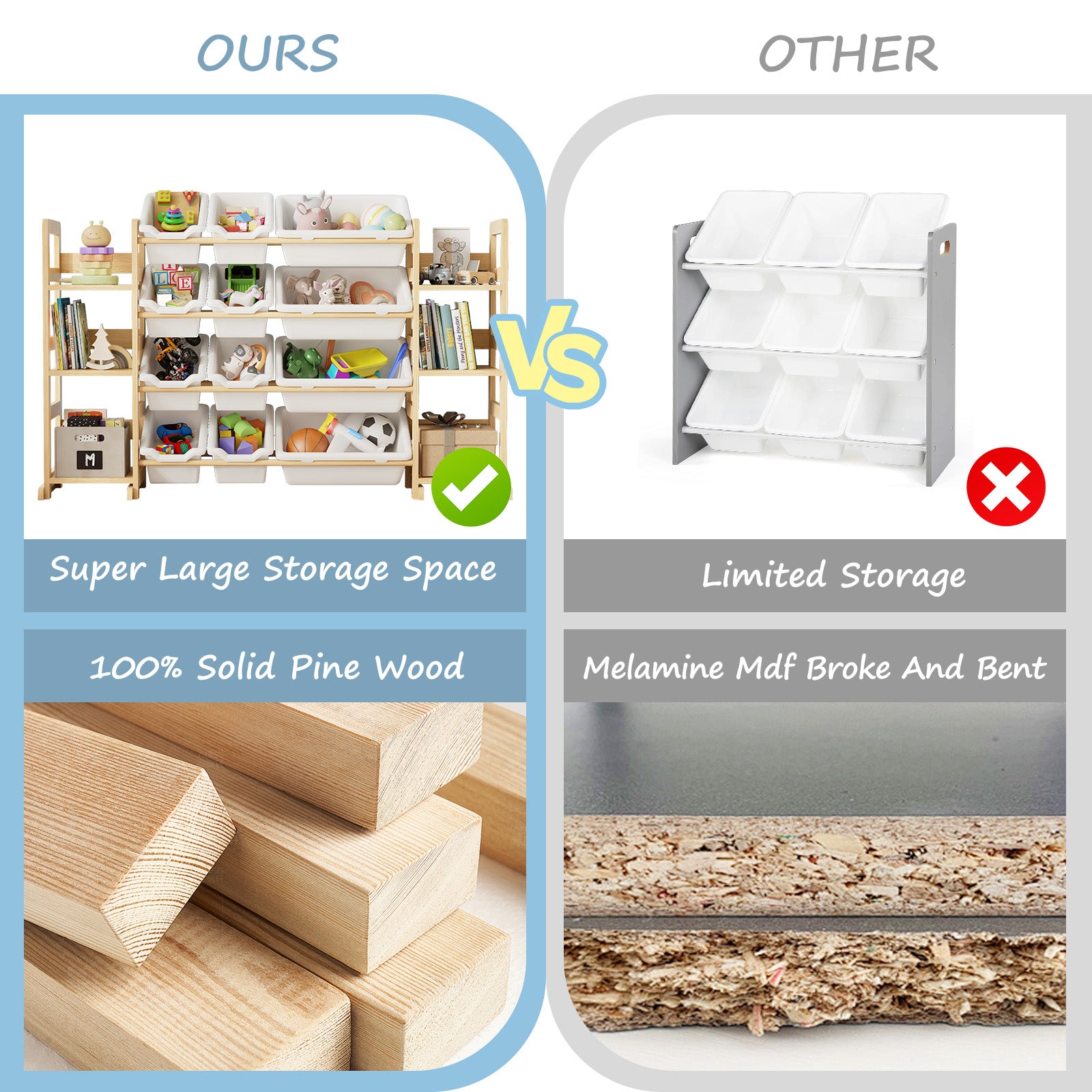 4 Shelves + 12 Storage Bins – All-in-One Toy Storage Organizer with Bookshelf for Kids Room