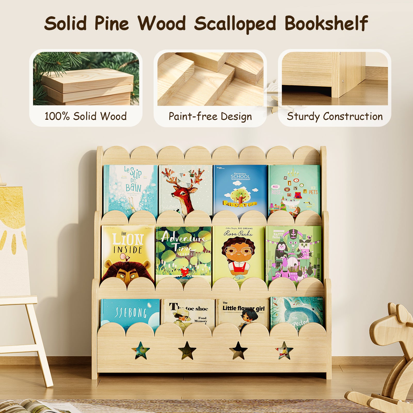 Bookcase with Toy Drawers – Scalloped Front-Facing Display (9605405442199)