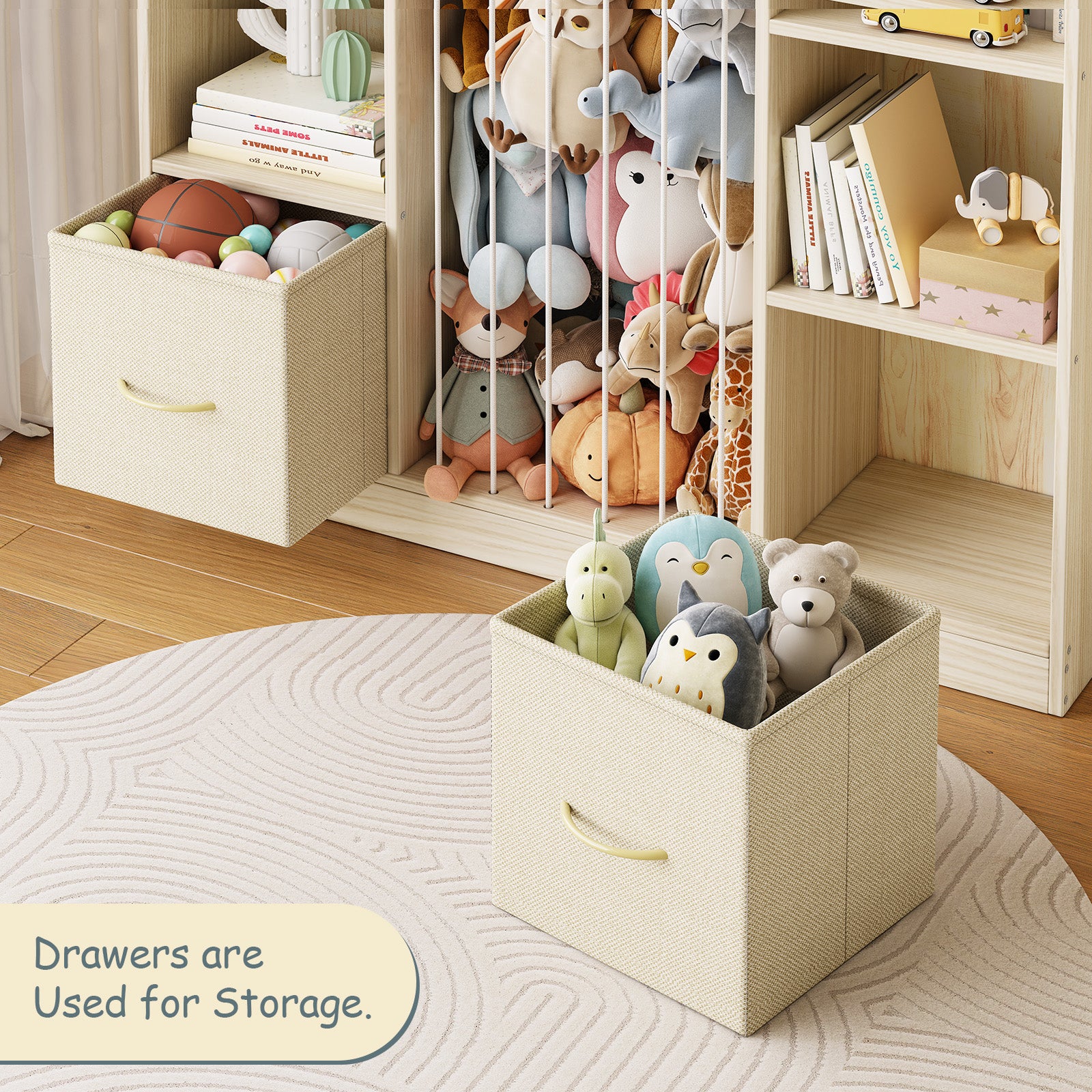 6-Cubby Kids Bookcase with Stuffed Animal Storage – Multifunctional Wooden Bookshelf
