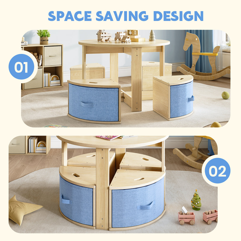 Round Kids Table and 4 Chairs Set (9617830117527)