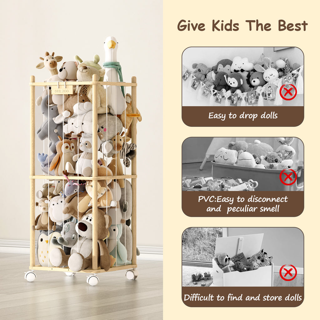 2-in-1 Stuffed Animal Storage with Cube Base & Elastic Rope with wheel (9620398899351)