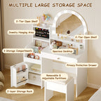 Kids Vanity Table Set with Lighted Mirror, Stool & Storage (9747499516055)