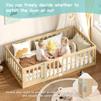 Twin Montessori Floor Bed with 10 Wood Slats and Guardrails (9642471063703)
