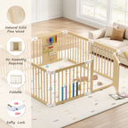 Foldable 8-Panel Wooden Playpen – Portable Safety Gate for Toddlers (9570694561943)