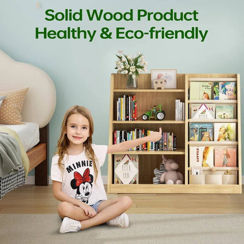 Andriette 31.5″H x 35.4″W Solid Wood Kids' Bookshelf with Storage Cabinet & Book Display