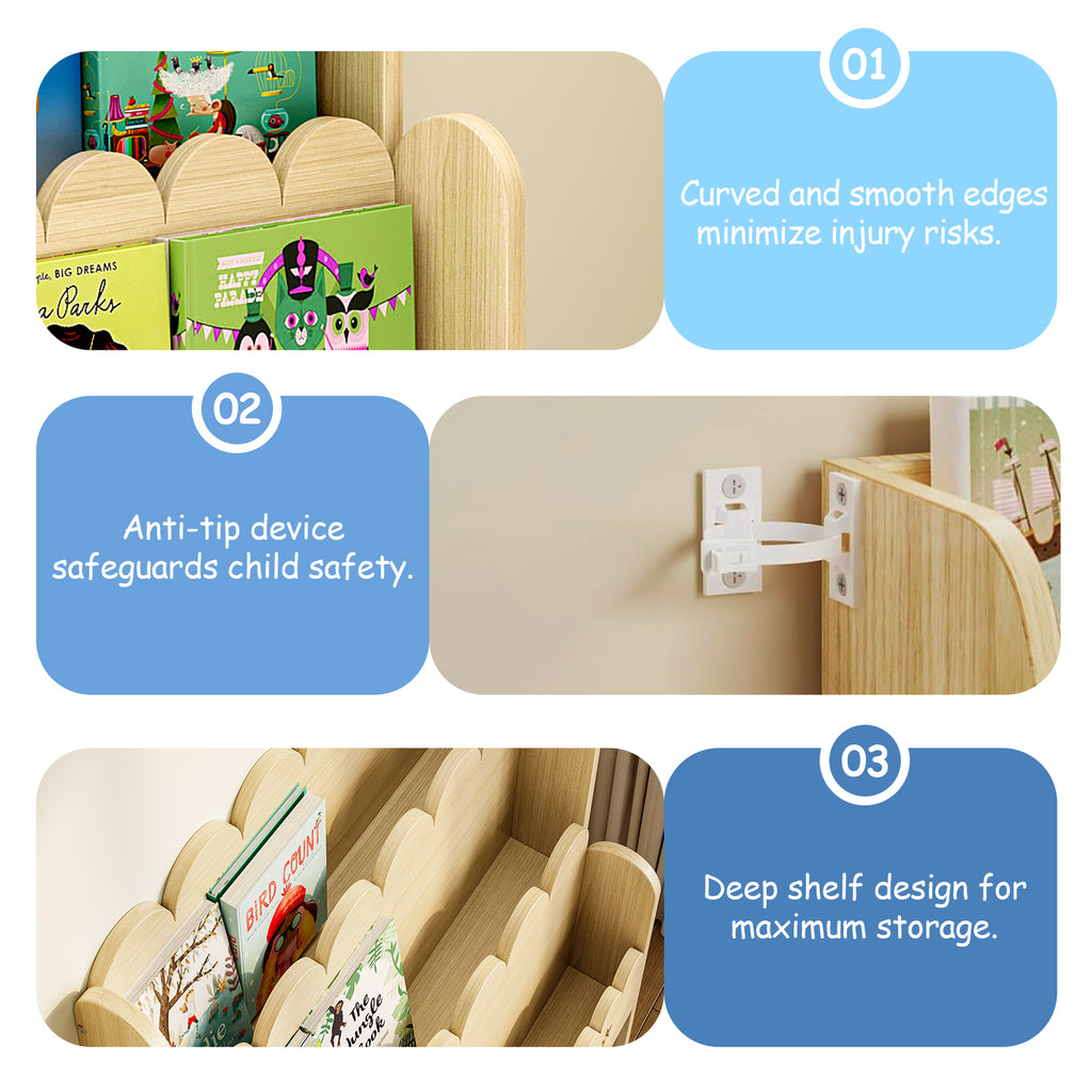 Bookcase with Toy Drawers – Scalloped Front-Facing Display (9605405442199)
