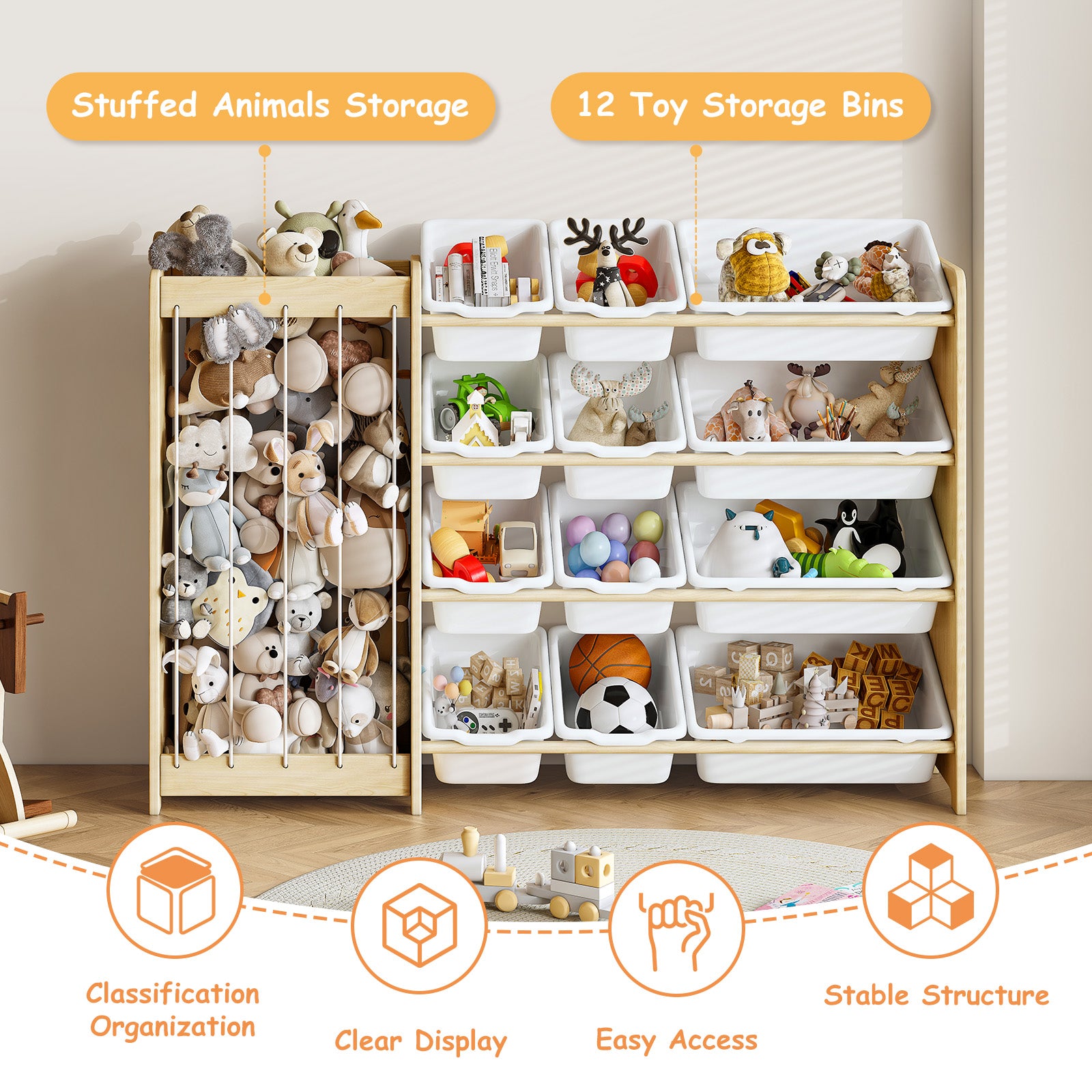 Natural Pine Kid’s Toy cabinet – Safe, Fun, Space-Saving Storage (9605429723287)