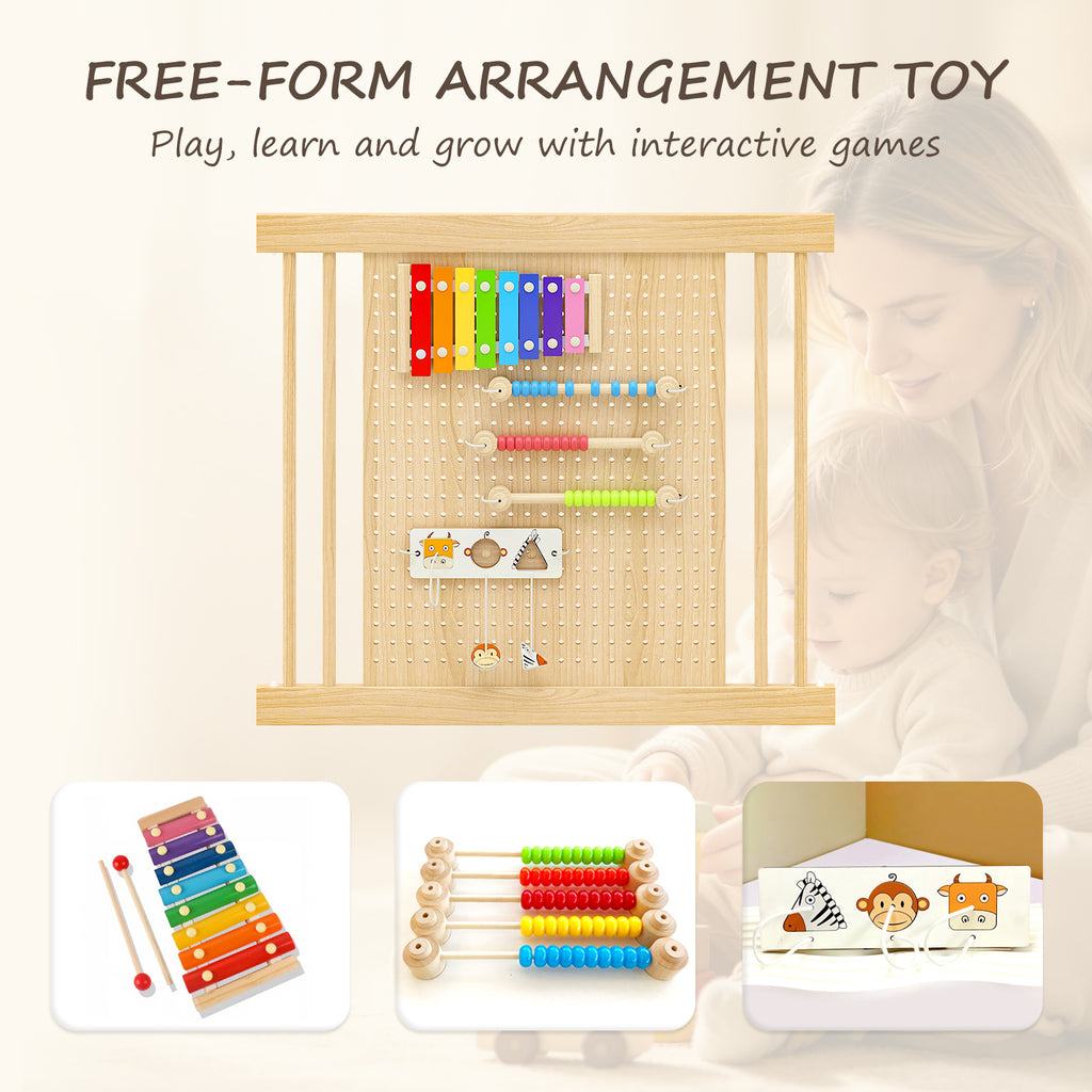 10-Panel Foldable Wooden Baby Playpen with Activity Panels (9706605281431)