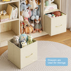 3-in-1 Kids Bookshelf with 2 Drawers & Plush Toy Storage (9570727559319)