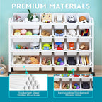 Toy Storage Organizer with Plastic Bins, 4-Tier Metal (9612345409687)