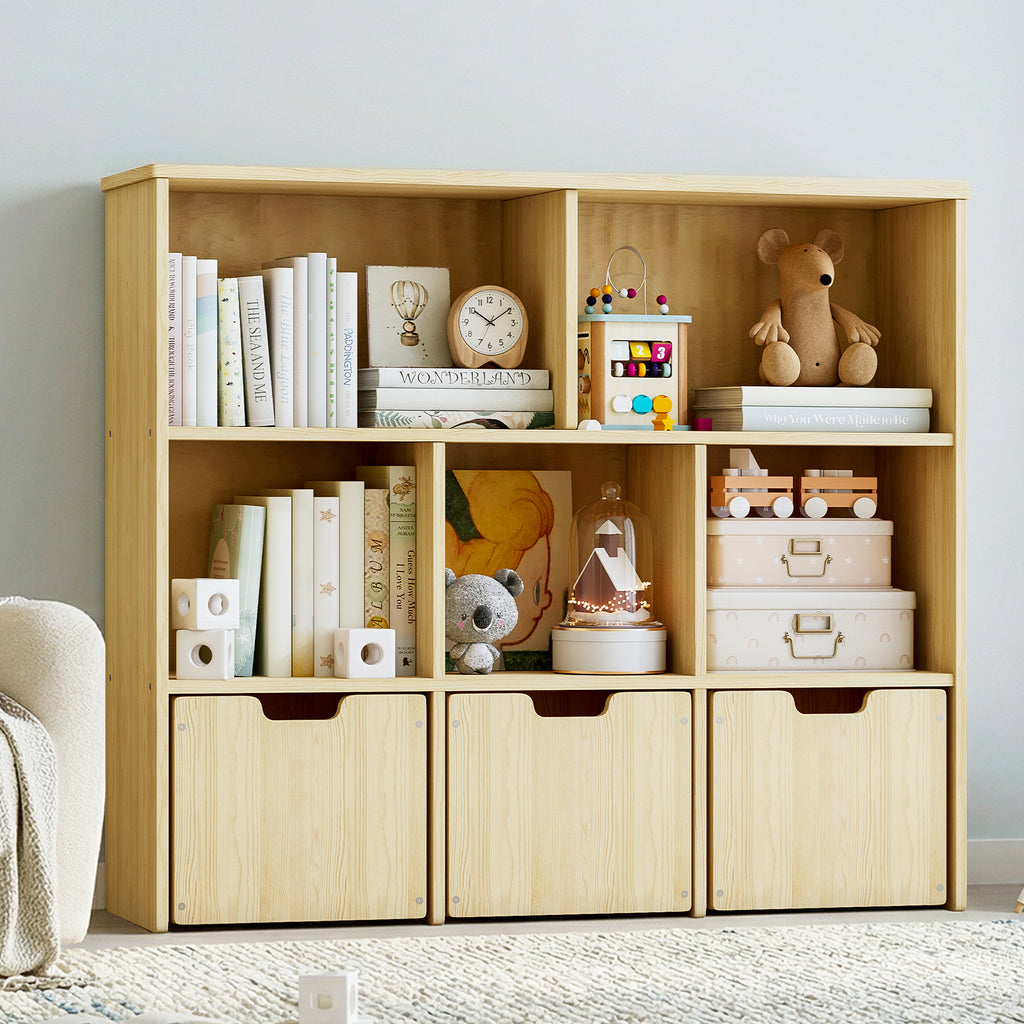 Toy Storage Organizer with 3 Rolling Drawers and 5 Storage Cubes (9615061876887)