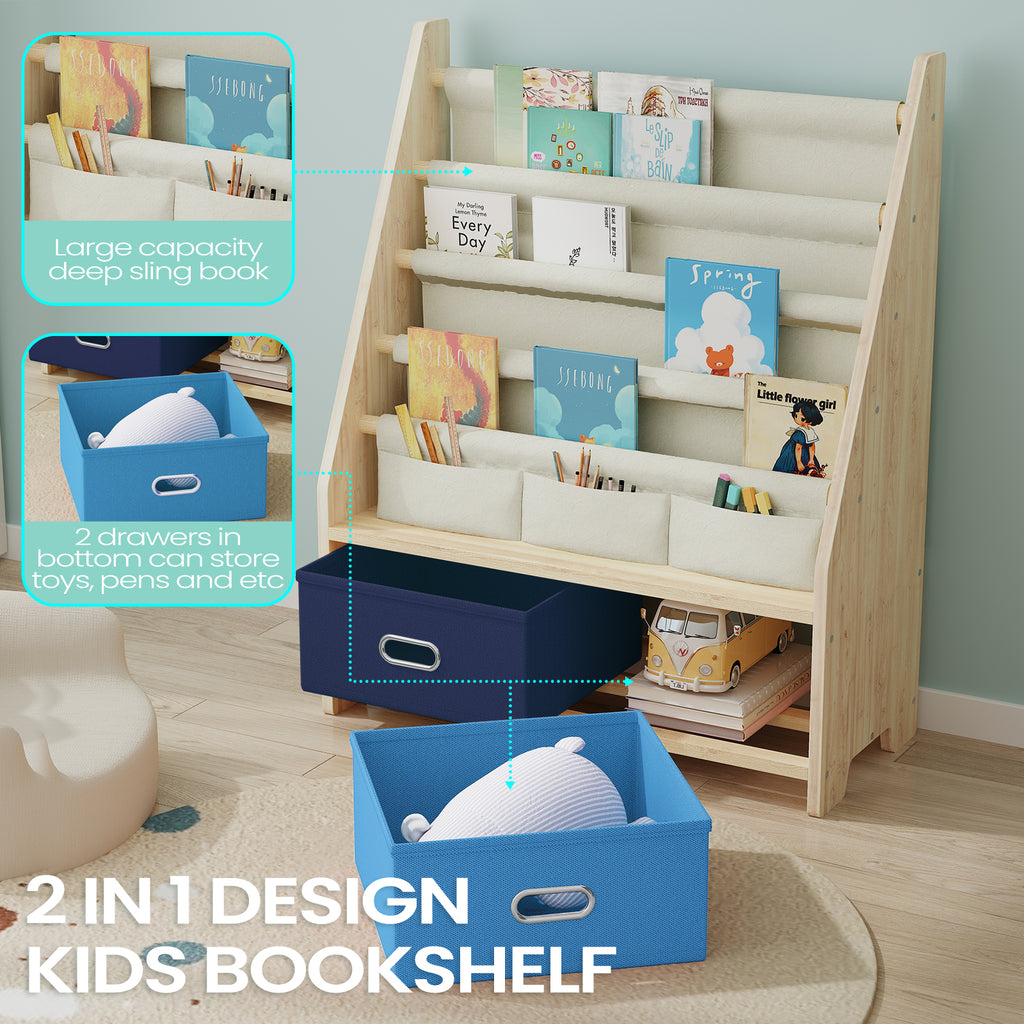 2-in-1 Children's Bookcase with 2 Toy Drawers (9605416190103)