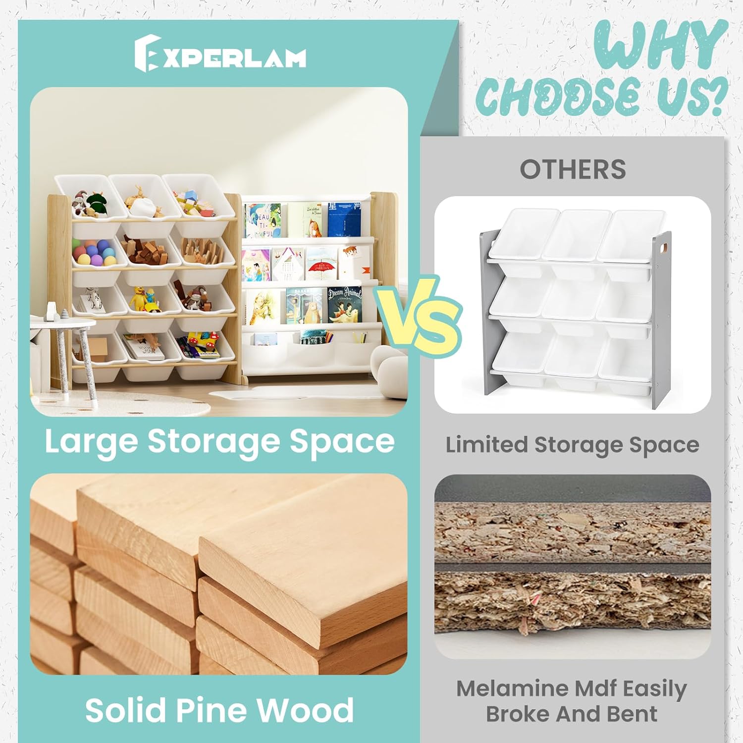 12-Bin Kids Toy Storage Organizer with Bookshelf (9641571582103)