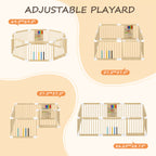 Foldable 8-Panel Wooden Playpen – Portable Safety Gate for Toddlers (9570694561943)
