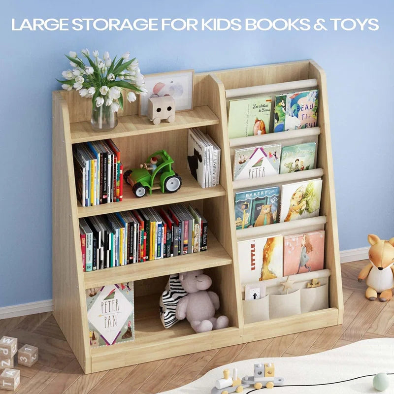 Andriette 31.5″H x 35.4″W Solid Wood Kids' Bookshelf with Storage Cabinet & Book Display