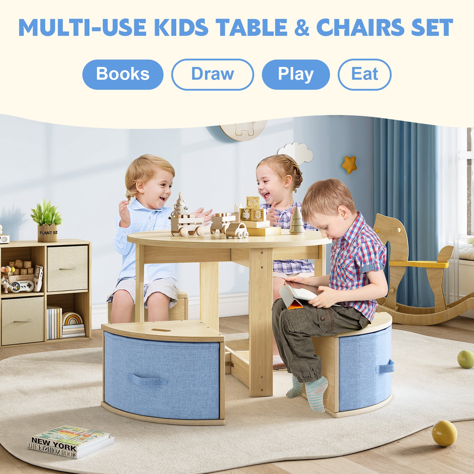 Round Kids Table and 4 Chairs Set (9617830117527)