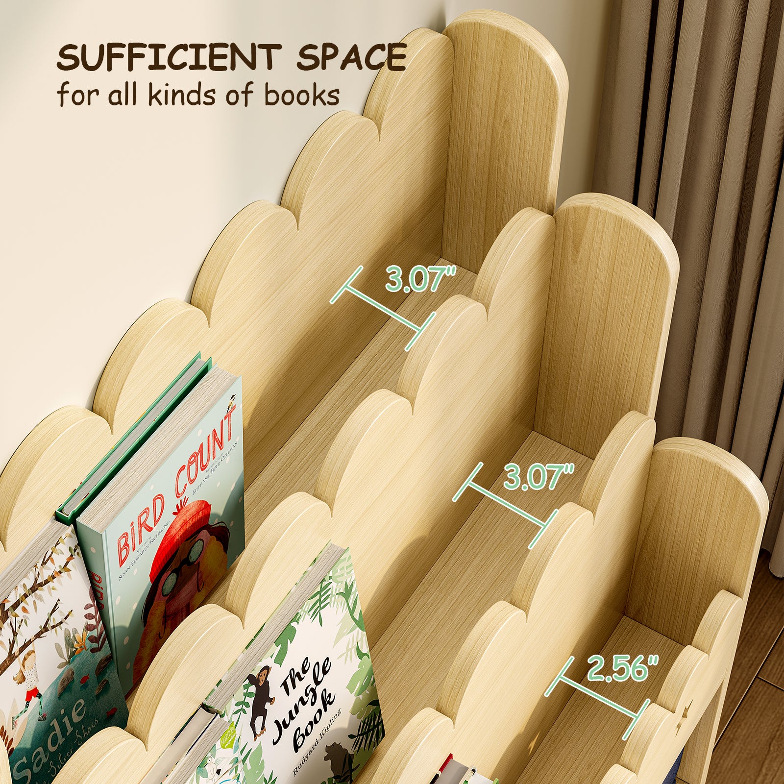 Bookcase with Toy Drawers – Scalloped Front-Facing Display (9605405442199)